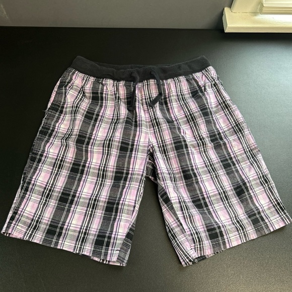 ZOEY & BETH (L) Pink Black Silver Pull On Shorts Plaid Preppy Grudge Skater Y2K - Picture 1 of 10